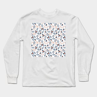 Mistletoe Branches Blue Red Long Sleeve T-Shirt